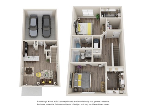 a stylized floor plan of a 2103 sq ft apartment at Arcadia Townhomes, Utah